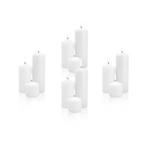 royal imports unscented pillar candles 3 inch premium wax white, 4 sets (12 candles – 4 of each 3×3, 3×6, 3×9) white unscented premium wax for wedding, spa, party, birthday, holiday, bath, home decor
