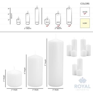 Royal Imports Unscented Pillar Candles 3 Inch Premium Wax White, 4 Sets (12 Candles - 4 of Each 3x3, 3x6, 3x9) White Unscented Premium Wax for Wedding, Spa, Party, Birthday, Holiday, Bath, Home Decor