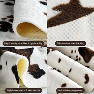 Cow Print Rug Faux Cowhide Area Carpet Animal Print Mat for Living Room Bedroom Non-Slip 3.6x2.5FT (110cmx75cm)