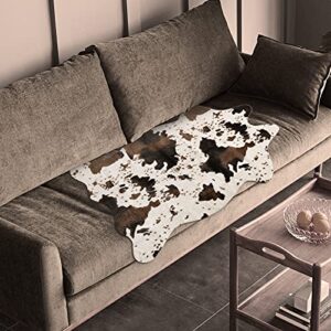 Cow Print Rug Faux Cowhide Area Carpet Animal Print Mat for Living Room Bedroom Non-Slip 3.6x2.5FT (110cmx75cm)