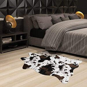 Cow Print Rug Faux Cowhide Area Carpet Animal Print Mat for Living Room Bedroom Non-Slip 3.6x2.5FT (110cmx75cm)