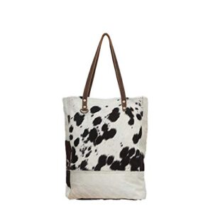 myra bag genuine leather with black & white cowhide shoulder bag s-0708