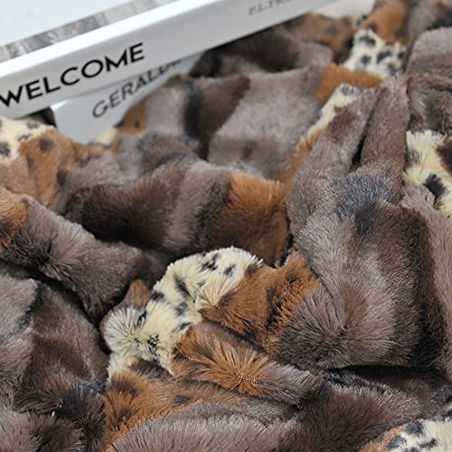 Home Soft Things Animal Printed Double Sided Faux Fur Throw, 50" x 60'', Brushed Leopard Heavy Warm Soft Stripe Throw Blanket for Kids Adults Great Gifts