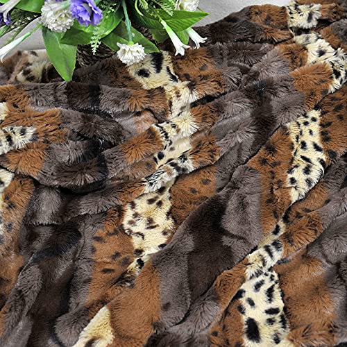 Home Soft Things Animal Printed Double Sided Faux Fur Throw, 50" x 60'', Brushed Leopard Heavy Warm Soft Stripe Throw Blanket for Kids Adults Great Gifts