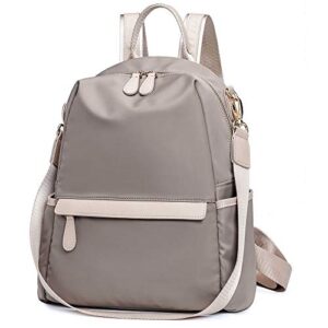 mn&sue waterproof nylon casual backpack purse for women school shoulder bag rucksack ladies travel bags (style b beige)