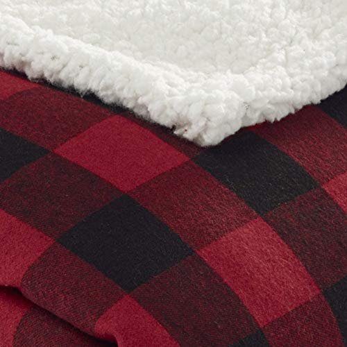 Eddie Bauer - Throw Blanket, Reversible Sherpa Fleece Bedding, Buffalo Plaid Home Decor for All Seasons (Red Check, Throw)