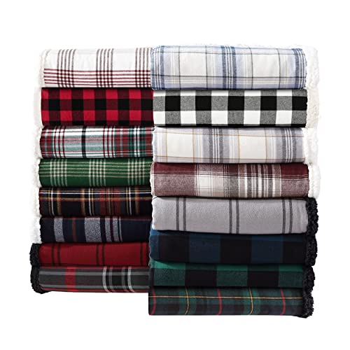 Eddie Bauer - Throw Blanket, Reversible Sherpa Fleece Bedding, Buffalo Plaid Home Decor for All Seasons (Red Check, Throw)