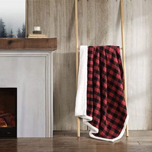 Eddie Bauer - Throw Blanket, Reversible Sherpa Fleece Bedding, Buffalo Plaid Home Decor for All Seasons (Red Check, Throw)