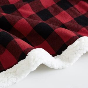 Eddie Bauer - Throw Blanket, Reversible Sherpa Fleece Bedding, Buffalo Plaid Home Decor for All Seasons (Red Check, Throw)