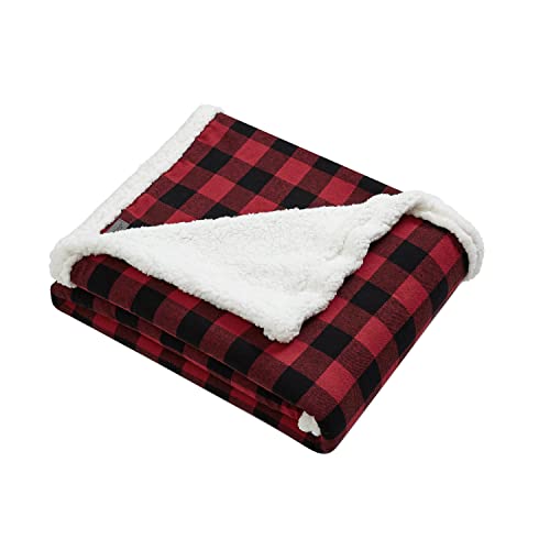 Eddie Bauer - Throw Blanket, Reversible Sherpa Fleece Bedding, Buffalo Plaid Home Decor for All Seasons (Red Check, Throw)