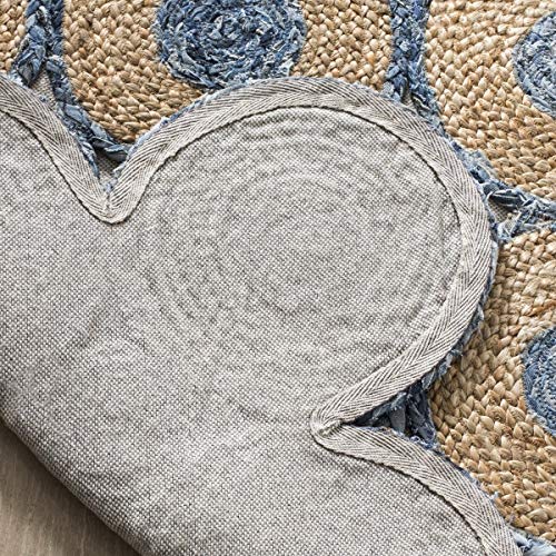 SAFAVIEH Cape Cod Collection 5' x 8' Blue / Natural CAP306M Handmade Boho Braided Jute & Denim Area Rug