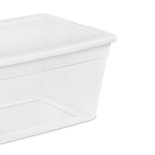 Sterilite 90 Quart Multipurpose Storage Box Container with Visible Base and White Secure Lid for Home Organization, Clear (12 Pack)