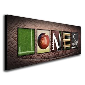 block mount sm – personalized football name art decor print for man cave, boys room, or office!