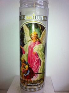 guardian angel (angel de la guarda) 7 day unscented white candle in glass