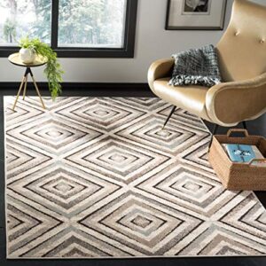 safavieh amsterdam collection 5’1″ x 7’6″ cream/beige ams109a diamond geometric non-shedding living room bedroom area rug