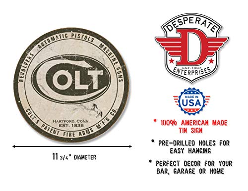 Desperate Enterprises Colt Round Logo Metal Sign