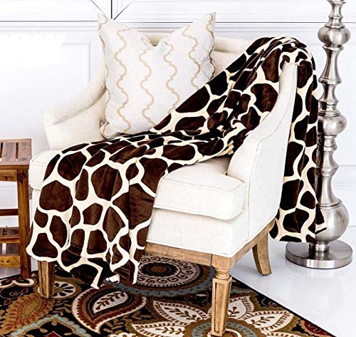 Home Must Haves Ultra Soft Micro Plush Warm Cozy Premium Flannel Bed Sofa Couch Picnic Blanket (Queen 80"x80", Giraffe Skin Print)