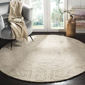 safavieh blossom collection 6′ round light grey/ivory blm109f handmade premium wool area rug
