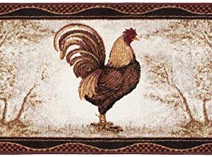 Brumlow Mills Tall Farmhouse Rooster Area Rug Rustic Decor Mat for Kitchen, Dining, Bedroom, Bathroom, Entryway or Living Room, 20" x 44", Brick