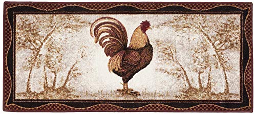 Brumlow Mills Tall Farmhouse Rooster Area Rug Rustic Decor Mat for Kitchen, Dining, Bedroom, Bathroom, Entryway or Living Room, 20" x 44", Brick