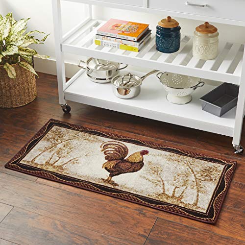 Brumlow Mills Tall Farmhouse Rooster Area Rug Rustic Decor Mat for Kitchen, Dining, Bedroom, Bathroom, Entryway or Living Room, 20" x 44", Brick