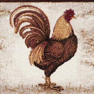 Brumlow Mills Tall Farmhouse Rooster Area Rug Rustic Decor Mat for Kitchen, Dining, Bedroom, Bathroom, Entryway or Living Room, 20" x 44", Brick