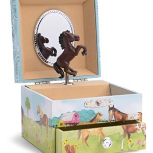 Jewelkeeper Girl's Musical Jewelry Storage Box Pullout Drawer, Horse and Barn Design, Home on the Range Tune