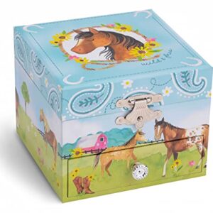 Jewelkeeper Girl's Musical Jewelry Storage Box Pullout Drawer, Horse and Barn Design, Home on the Range Tune