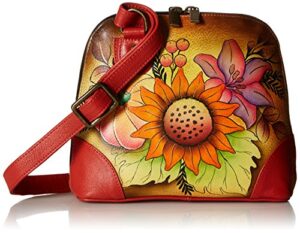 anna by anuschka women’s hand painted leather small multi compartment zip-around organizer, fall bouquet