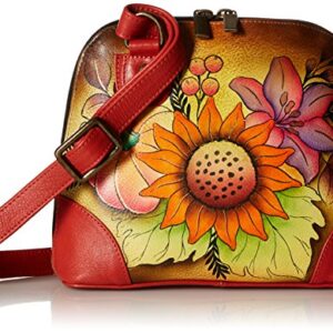 Anna by Anuschka Women's Hand Painted Leather Small Multi Compartment Zip-Around Organizer, Fall Bouquet