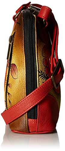 Anna by Anuschka Women's Hand Painted Leather Small Multi Compartment Zip-Around Organizer, Fall Bouquet