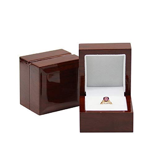 JunningGor Rosewood Ring Gift Box Jewelry Display Wooden Ring Case