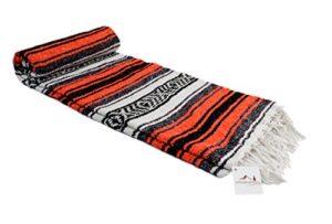 open road goods orange and black mexican falsa blanket – great for the beach, picnics, yoga, or a throw! handwoven colors of halloween blanket