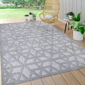 jonathan y ibz102c-8 talaia neutral geometric indoor outdoor area-rug bohemian geometric easy-cleaning bedroom kitchen backyard patio porch non shedding, 8 x 10, light gray