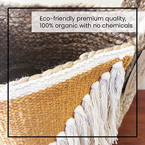 Gully And Vine Jute Basket Planter with Handles – Modern Natural Woven Boho Décor Used as Indoor Pot Plant Cover for 11 inch Pot, Storage Organizer, Toys, Laundry – 13 inch x 12 inch H x 14 inch