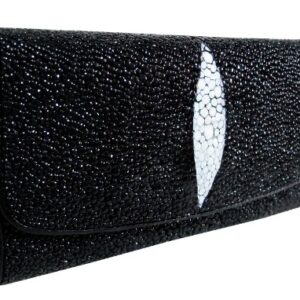 BangkokThailand VERY NICE FOR WOMEN GENUINE STINGRAY LEATHER CLUTCH WALLET SIZE = 5.0 INCHES X 8.0 INCHES