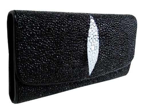 BangkokThailand VERY NICE FOR WOMEN GENUINE STINGRAY LEATHER CLUTCH WALLET SIZE = 5.0 INCHES X 8.0 INCHES