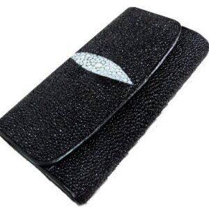 BangkokThailand VERY NICE FOR WOMEN GENUINE STINGRAY LEATHER CLUTCH WALLET SIZE = 5.0 INCHES X 8.0 INCHES