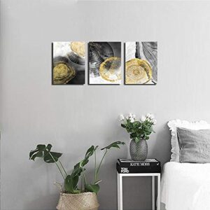 Canvas Wall Art for Bedroom Wall Art Prints Picture Stretched Artwork for Living Room Bedroom Decoration Abstract Golden Tree Rings 12X16inchx3Pcs