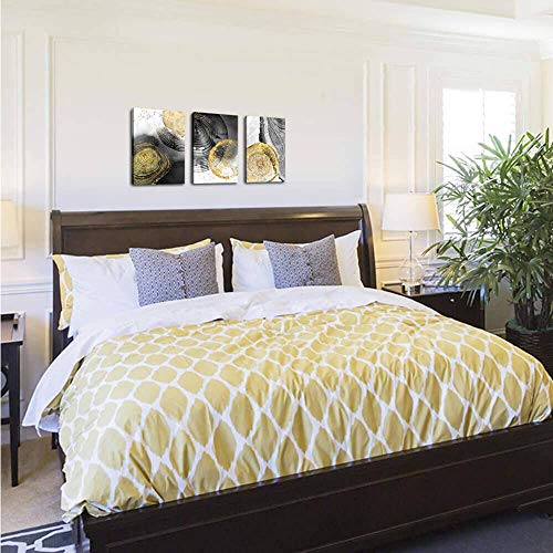 Canvas Wall Art for Bedroom Wall Art Prints Picture Stretched Artwork for Living Room Bedroom Decoration Abstract Golden Tree Rings 12X16inchx3Pcs