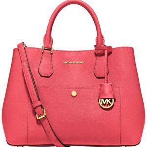 Michael Kors Watermelon Luggage Large Greenwich Leather Tote Grab Bag Purse