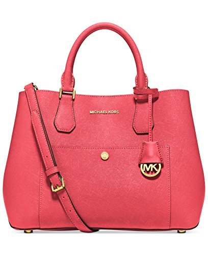 Michael Kors Watermelon Luggage Large Greenwich Leather Tote Grab Bag Purse