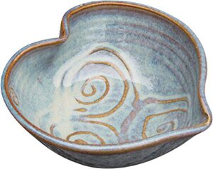 castle arch pottery ireland irish pottery bowl hand-glazed, heart shaped design 6 diameter by 2 height with celtic spiral motif