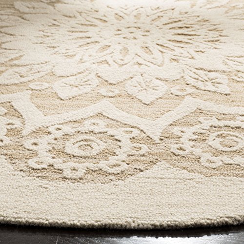 SAFAVIEH Blossom Collection 6' Round Ivory/Beige BLM108B Handmade Premium Wool Area Rug