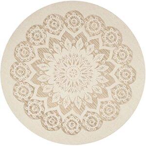 SAFAVIEH Blossom Collection 6' Round Ivory/Beige BLM108B Handmade Premium Wool Area Rug