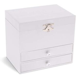 Jewelkeeper Personalize-Your-Own White Musical Ballerina Jewelry Box with 2 Pullout Drawers, You are My Sunshine Tune