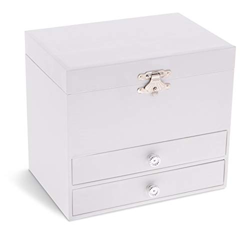 Jewelkeeper Personalize-Your-Own White Musical Ballerina Jewelry Box with 2 Pullout Drawers, You are My Sunshine Tune