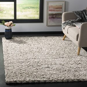 safavieh hudson shag collection 7′ square ivory/grey sgh330a chevron non-shedding living room bedroom dining room entryway plush 2-inch thick area rug