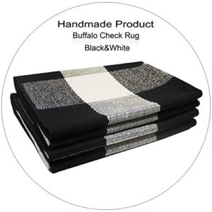 COZRAKON Buffalo Check Indoor Outdoor Rug Cotton Buffalo Plaid Rug for Front Porch,Kitchen,Living Room,Bedroom,Decorative mats 2' x 4.3', Black and White Plaid