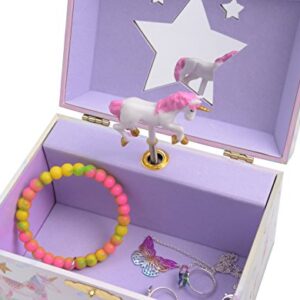 Jewelkeeper Girl's Musical Jewelry Storage Box with Spinning Unicorn, Glitter Rainbow and Stars Design, The Beautiful Dreamer Tune